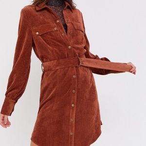 Corduroy Belted Shirtdress